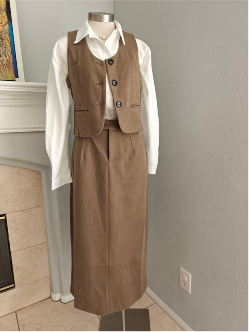 NWT Brown Tailored Two-Piece Set